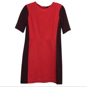 Tibi Red and Burgundy Colorblock Dress